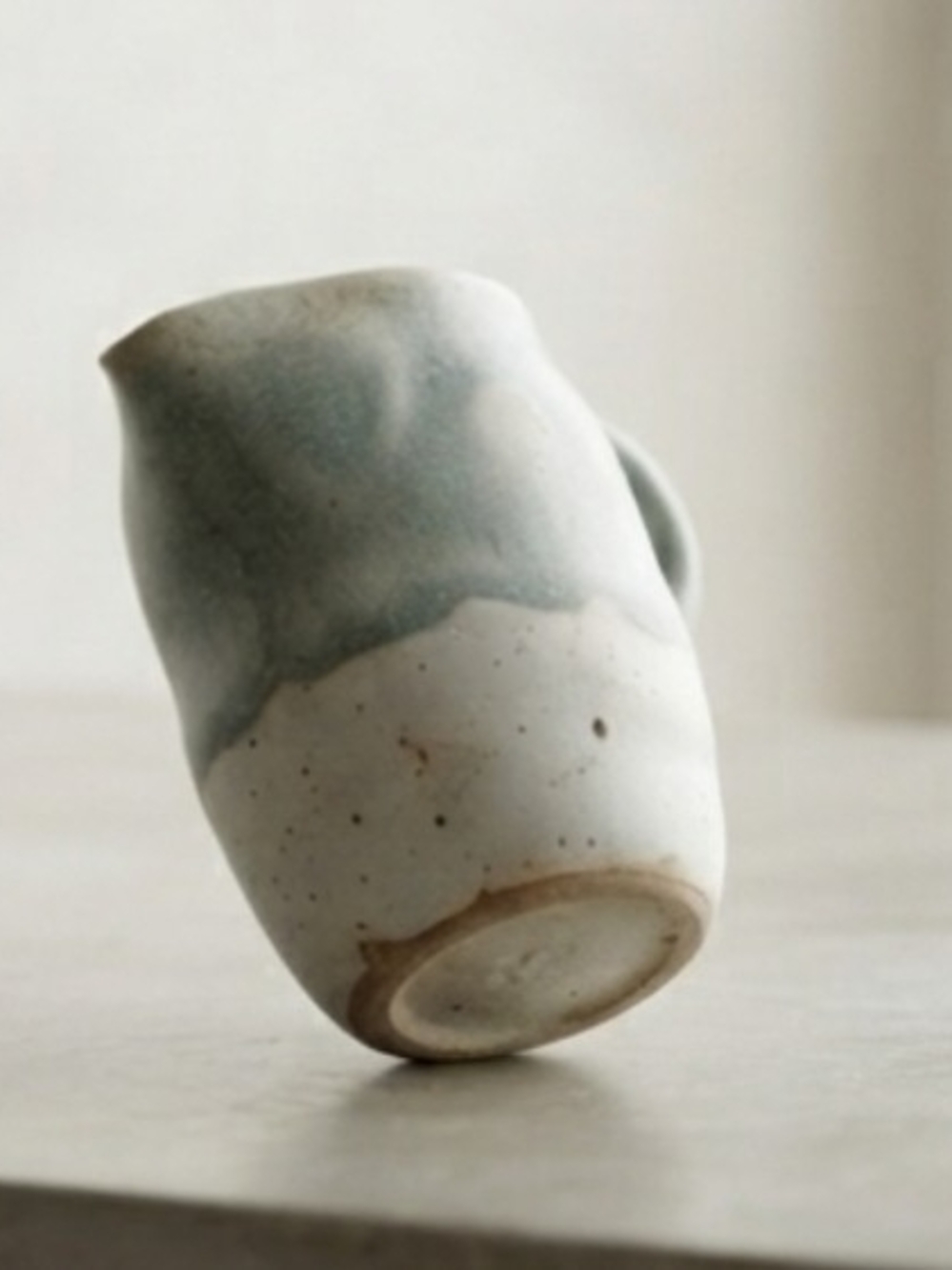 Handmade Studio Pottery Mini Creamer Pitcher Sage Green Speckled Stoneware